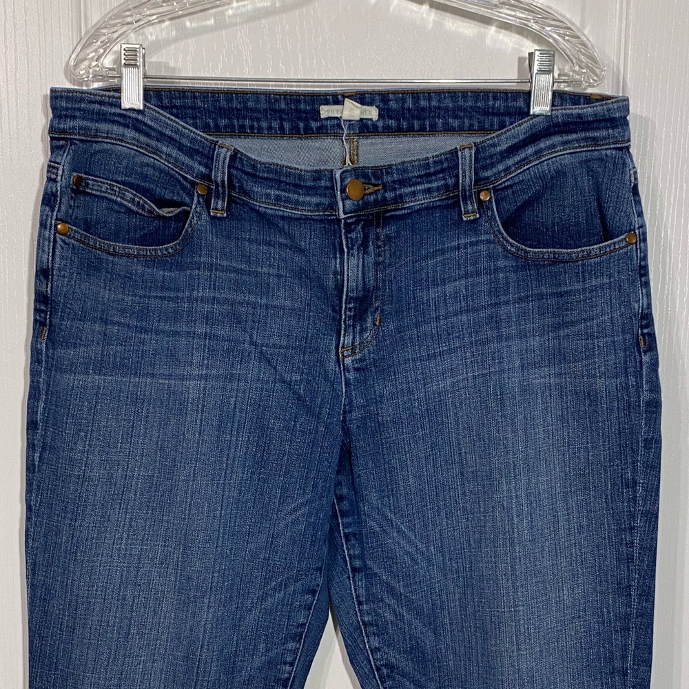 Eileen Fisher Organic Cotton High Waist Straight Leg Ankle Jeans Sz 14 USA MADE - Picture 3 of 11